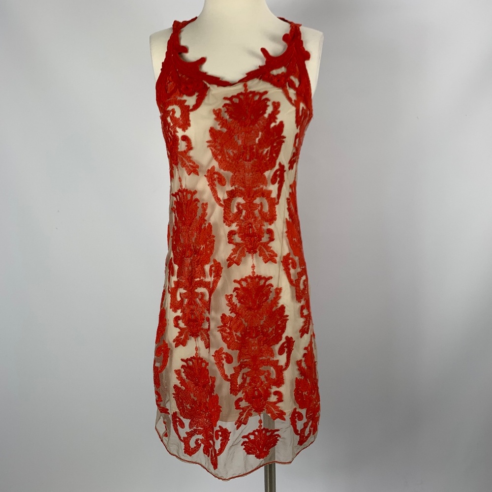 Chelsea & Violet XS Dress Orange Embroidery Boho